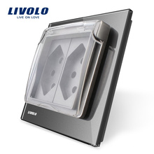 Livolo EU Standard Dos tomas de corriente Suiza con conexión a prueba de agua AC110 ~ 250V VL-C7-C2CHWF-15